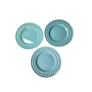 FP HOME Light Blue Textured Retro Made in Portugal 9" Salad Plates Set of 3